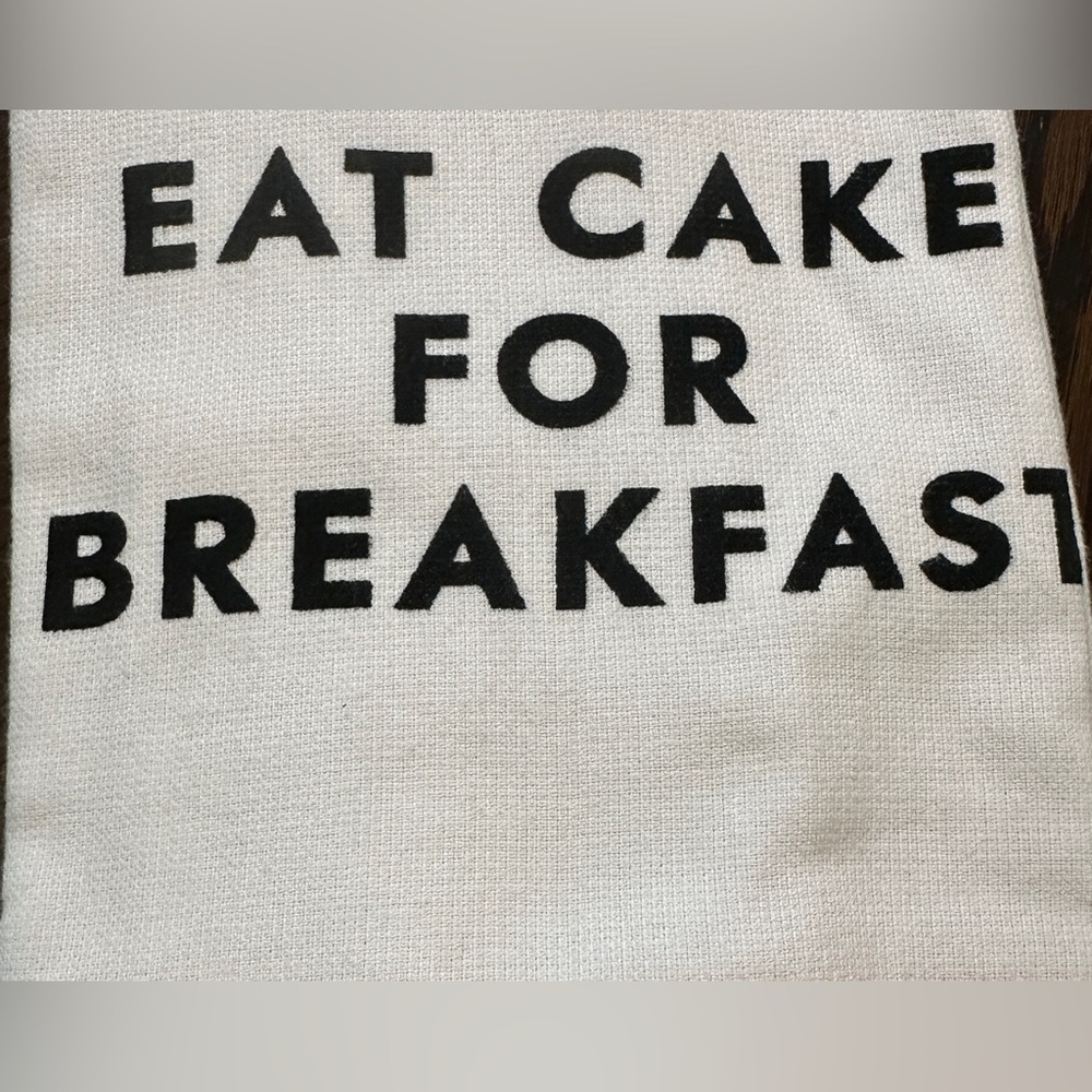 kate spade White and Pink 'Eat Cake for Breakfast' Kitchen Towel - Picture 2 of 5
